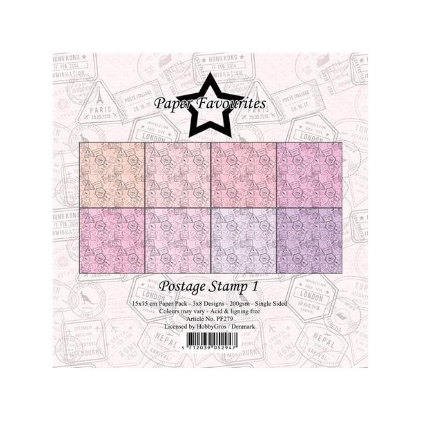 Paper Favourites Postage stamp 1 3x8design 15x15cm 200g