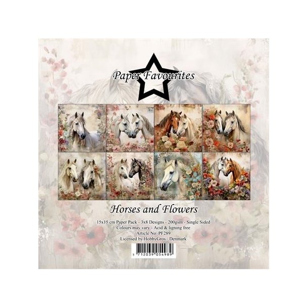Paper Favourties Horses and flowers 3x8design 15x15cm 200g