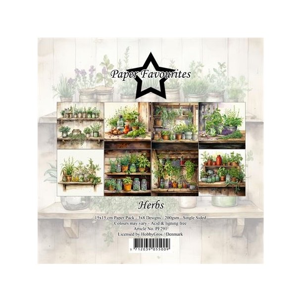 Paper Favourites Herbs 3x8design 15x15cm 200g