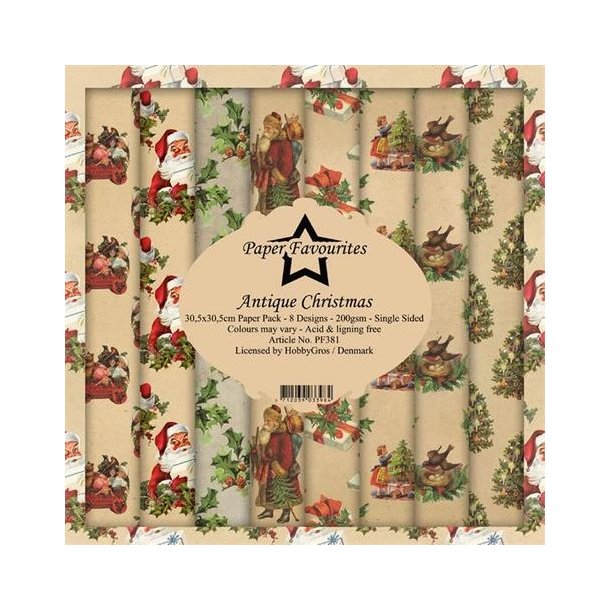 Paper Favourites Antique Christmas 8 design  Dobbeltsidet 30,5x30,5 200g