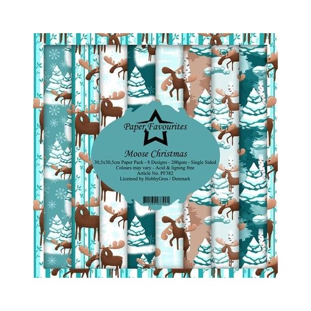 Paper Favourites Moose Christmas 8 design dobbeltsidet 30,5x30,5cm 200g