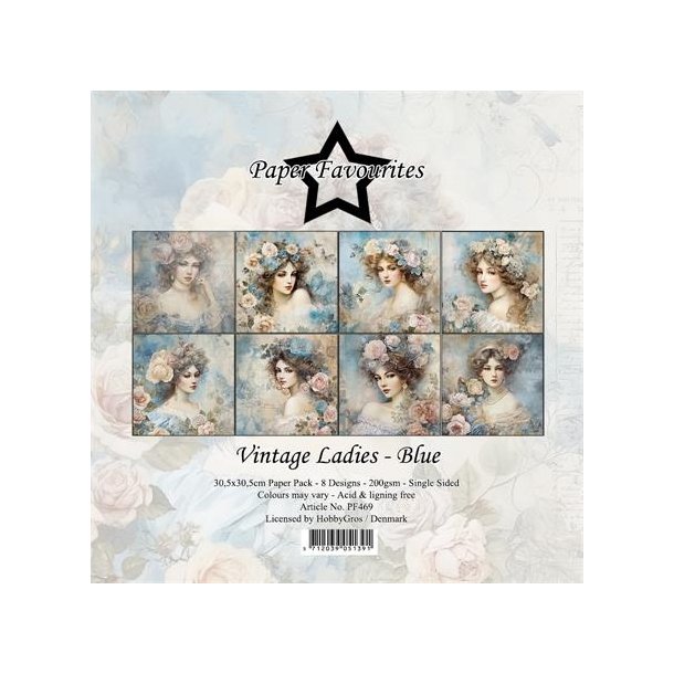 Paper Favourites Vintage Ladies blue 8 ark 30,5x30,5cm 200g