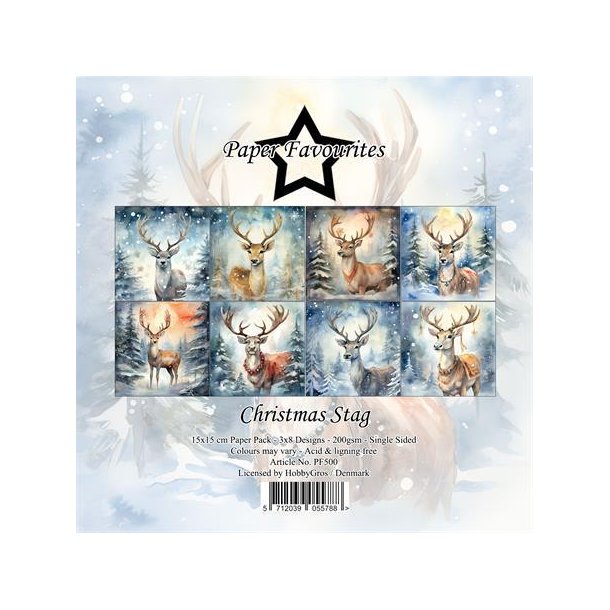 Paper Favourites Christmas stag 3x8design 15x15cm 200g