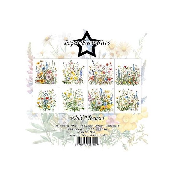 Paper Favourites Wild flowers 3x8 design 15x15cm 200g