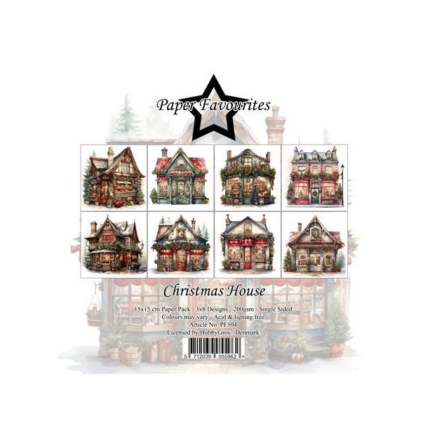 Paper Favourites Christmas house 3x8design 15x15cm 200g