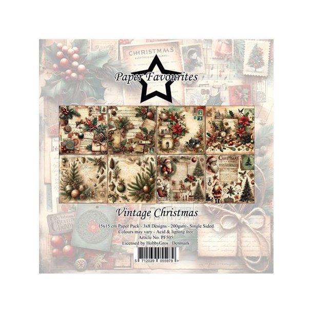 Paper Favourites Vintage christmas 3x8design 15x15cm 200g