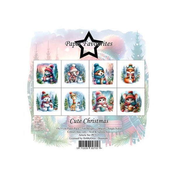 Paper Favourites Cute Christmas 3x8design 15x15cm 200g