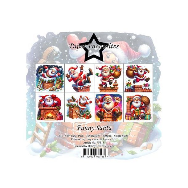 Paper Favourites Funny santa 3x8design 15x15cm 200g