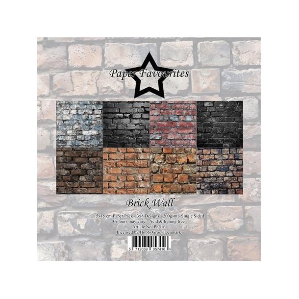 Paper Favourites Brick wall 3x8design 15x15cm 200g