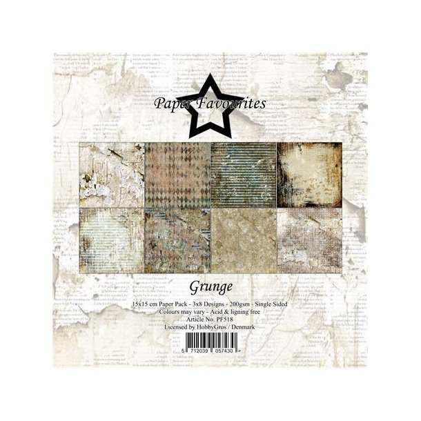 Paper Favourites Grunge 3x8 design 15x15cm 200g
