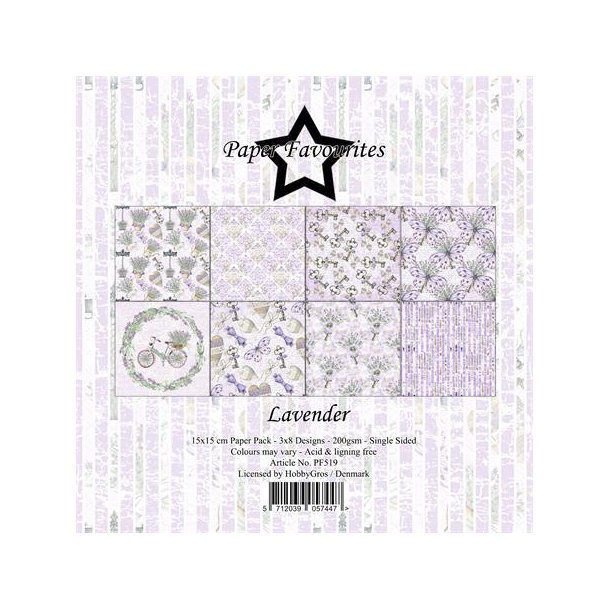 Paper Favourites Lavender 3x8design 15x15cm 200g