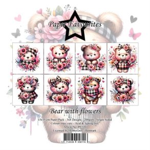 Paper Favourites Paper Pack Bear with flowers 3x8design 15x15cm 200g