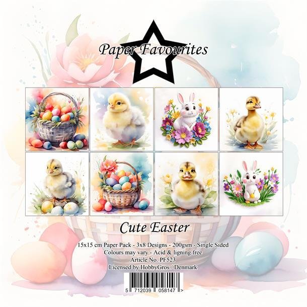 Paper Favourites Paper Pack Cute Easter 3x8design 15x15cm 200g