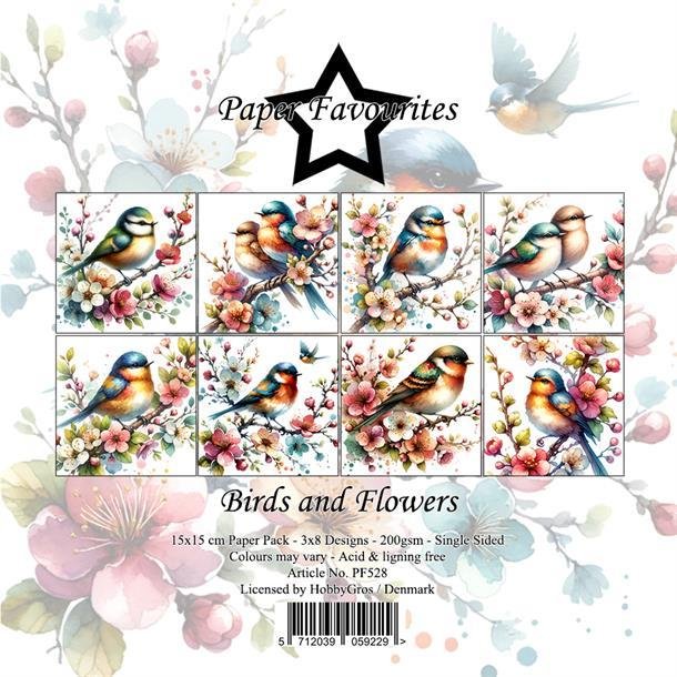 Paper Favourites Birds and flowers 3x8design 15x15cm 200g