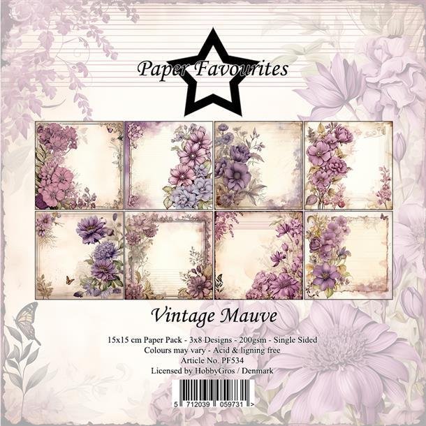 Paper Favourites Vintage mauve 3x8design 15x15cm 200g