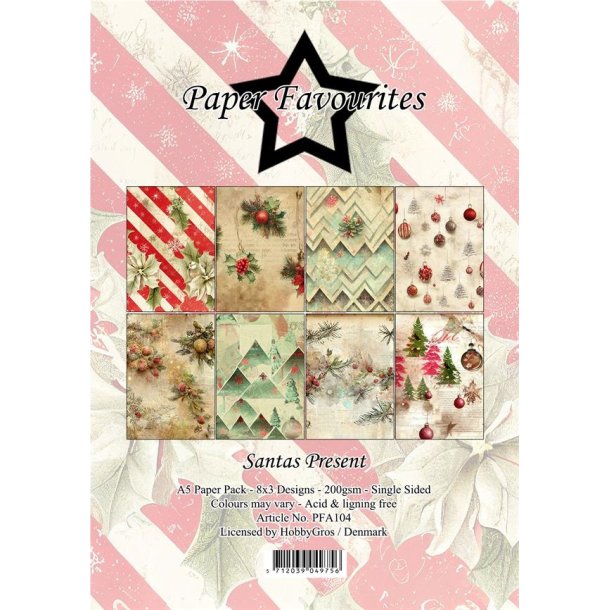 Paper Favourites Santas present A5 14,85x10,5cm 3x8design 200g