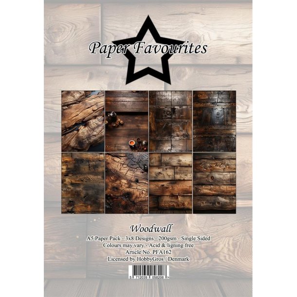 Paper Favourites Paper Pack Woodwall 3x8design 14,85x21cm 200g