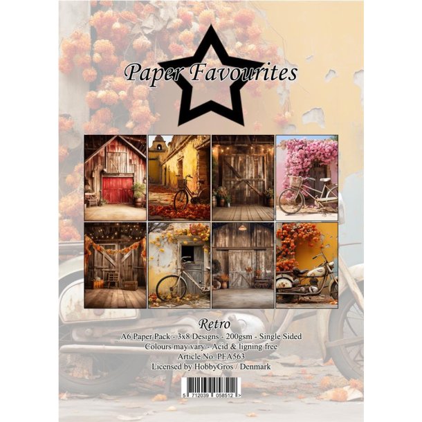Paper Favourites Reto A6 3x8design 10,5x14,8cm 200g