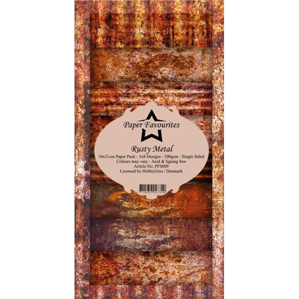  Paper Favourites slim card Rusty metal 10x21cm 24 ark 200g