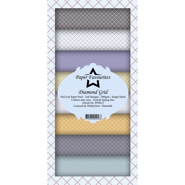 Paper Favourites slim card Diamond grid 10x21cm 24 ark 200g