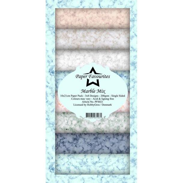 Paper Favourites slim card Marble mix 3x8 desig 10x21cm 200g