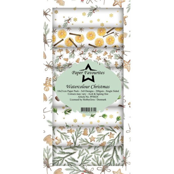 Paper Favourites Slimcard Watercolour christmas 3x8 design 10x21cm 200g