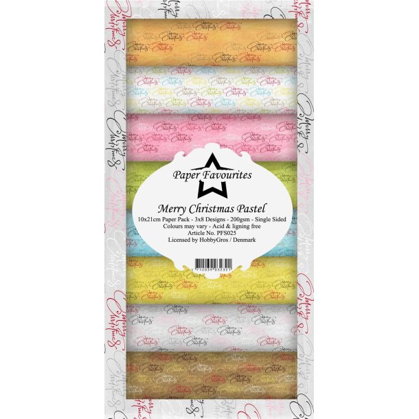 Paper Favourites Slimcard Merry christmas pastel 3x8 design 10x21cm 200g