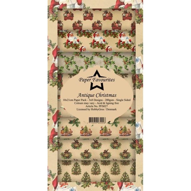 Paper Favourites Slim card Antique Christmas 3x8 design 10x21cm 200g