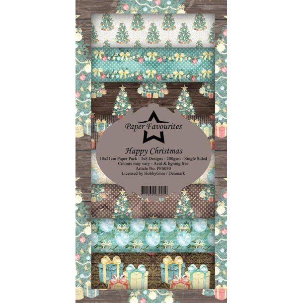 Paper Favourites slimcard Happy Christmas 3x8design 10x21cm 200g