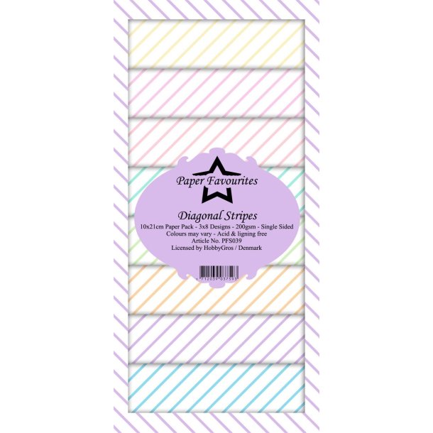 Paper Favourites Slimcard Diagonal stripes 3x8 design 10x21cm 200g