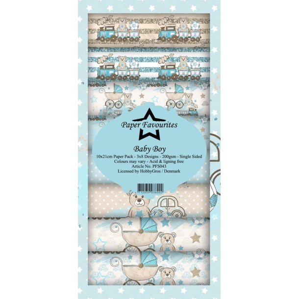 Paper Favourites Slimcard Baby Boy 3x8design 10x21cm 200g