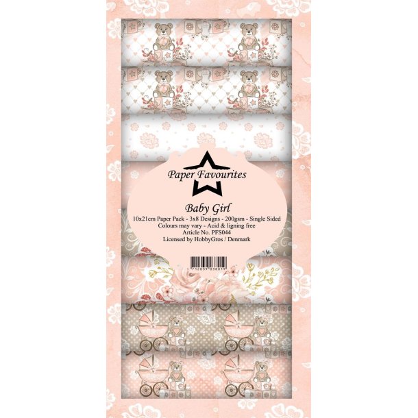 Paper Favourites Slimcard Baby girl 3x8design 10x21cm 200g