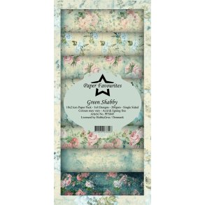 Paper Favourites Slimcard Green shabby 3x8design 10x21cm 200g