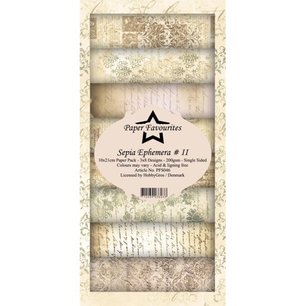Paper Favourites Slimcard Sepia ephemera # II 3x8design 10x21cm 200g