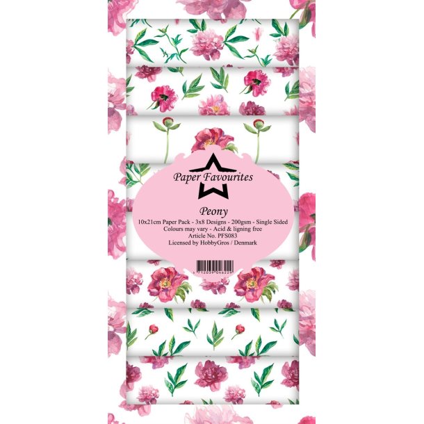 Paper Favourites slimcard Peony 3x8design 10x21cm 200g