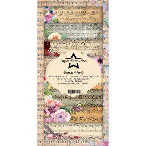 Paper Favourites slimcard Floral Music 3x8design 15x15cm 200g