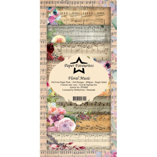 Paper Favourites slimcard Floral Music 3x8design 15x15cm 200g