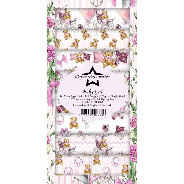 Paper Favourites slimcard Baby girl 3x8design 10x21cm 200g