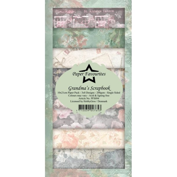 Paper Favourites slimcard Grandmas scrapbook 3x8design 10x21cm 200g