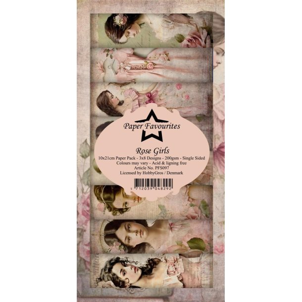 Paper Favourites slim card Rose Girls 3x8design 10x21cm 200g