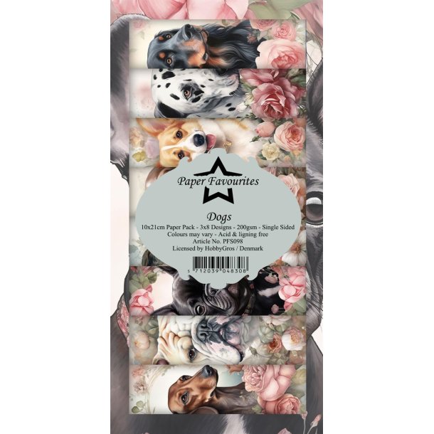 Paper Favourites slim card Dogs 3x6design 10x21cm 200g