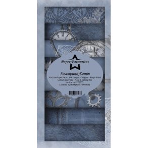 Paper Favourites slim card Steampunk Denim 10x21cm 3x8 design 200g