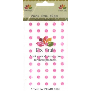 Dixi Craft Selvkl�bende halvperler pink 5 mm 50 stk