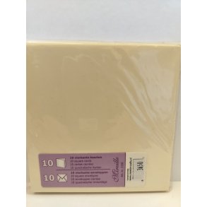 R�hvide kort og kuverter 13,5x13,5cm 10 s�t