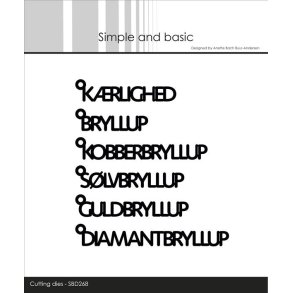 Simple and basic die Texts whanger Danske tekster: Bryllup 4,5x1,4cm