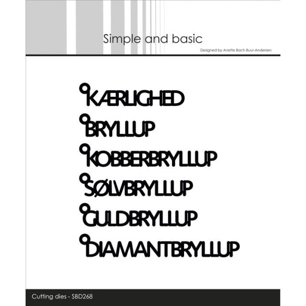 Simple and basic die Texts whanger Danske tekster: Bryllup 4,5x1,4cm