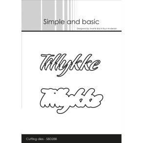 Simple and basic die Tillykke med skygge 6,6x2,7cm