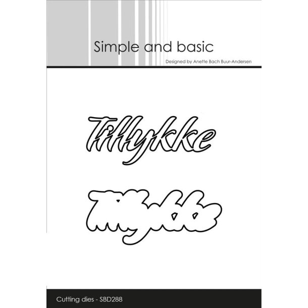 Simple and basic die Tillykke med skygge 6,6x2,7cm