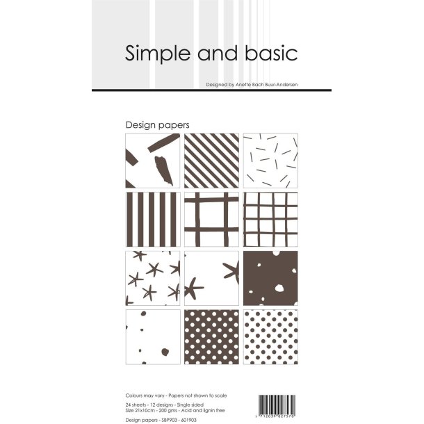  Simple and Basic slim card Warm grey 10x21cm 2x12 ark 200g