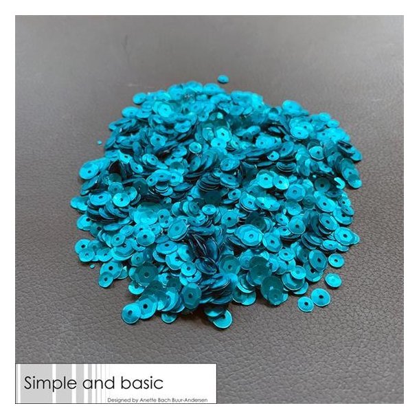 Simple and Basic pailletter/sequins Turquoise 4-5-6mm 30g